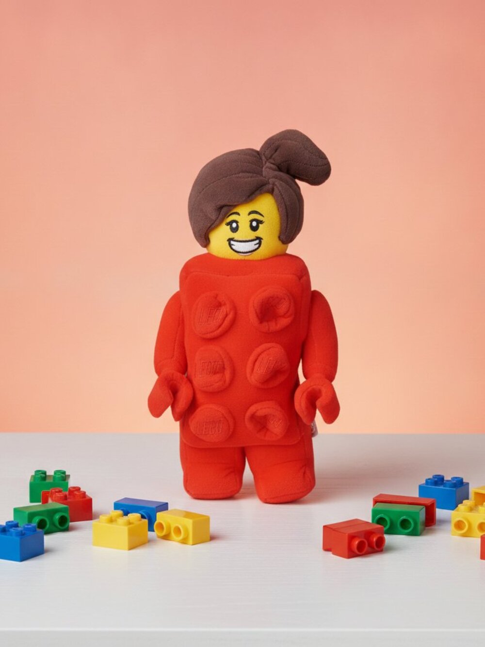 🛝🍒 LEGO Red Brick Suit Girl Plush Toy